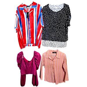 Women's XL 16 18 Tops Shirts Blouses Wholesale Bulk Lot 4 Extra Large